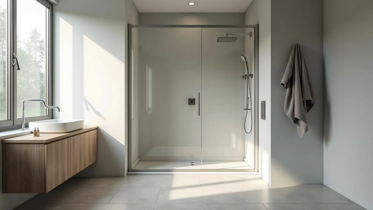 Walk-In-Dusche mit Glaselement